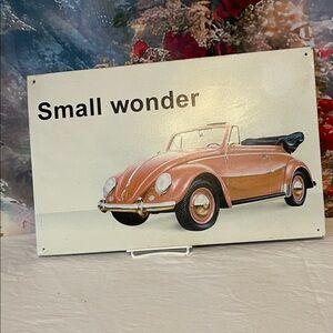 Vintage Volkswagen Beetle Convertible Small Wonder Sign Metal Retro Convertible
